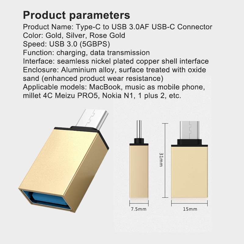 Type C to USB 3.0 OTG Adapter Converter