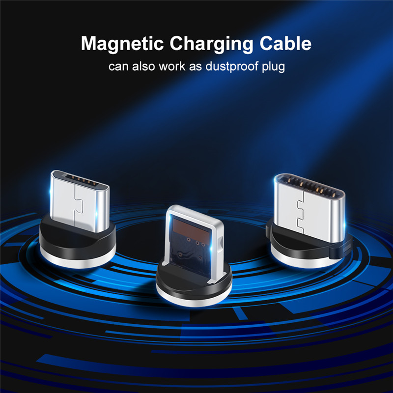 Type C Micro USB ios Magnetic Braided LED charging cable