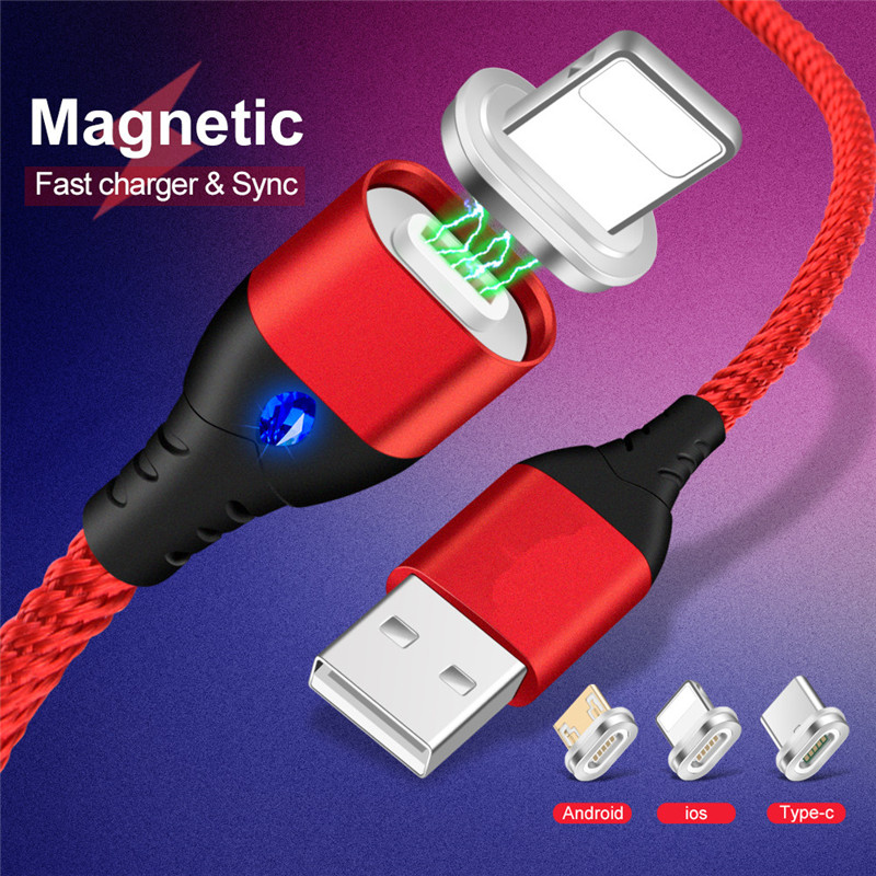 Micro USB Type C IOS LED Lightning Magnetic 5A Fast Charging Cable