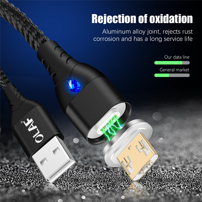 Micro USB Type C IOS LED Lightning Magnetic 5A Fast Charging Cable