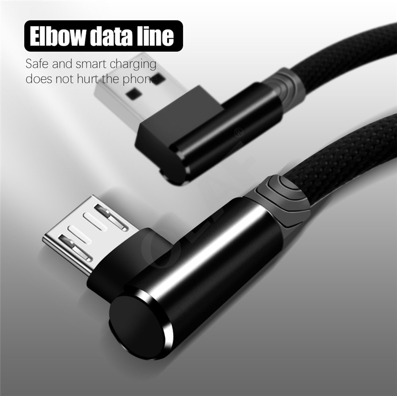 90 Degree elbow Nylon Braided 1m 2m 3m Fast Charging Charger Micro USB Data Cable