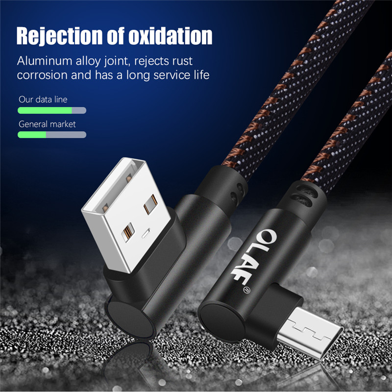 90 Degree Fast Charging Micro USB Data Cable Mobile phone