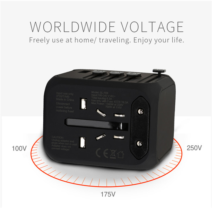 Travel Charger Adapter Plug 4 USB Ports Electrical Socket US UK EU AU