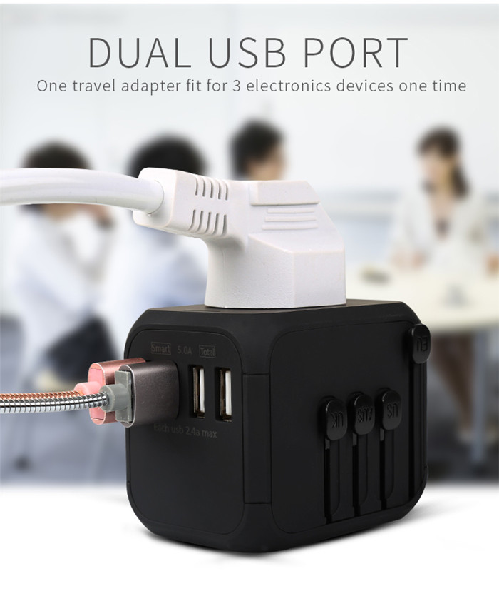 Travel Charger Adapter Plug 4 USB Ports Electrical Socket US UK EU AU