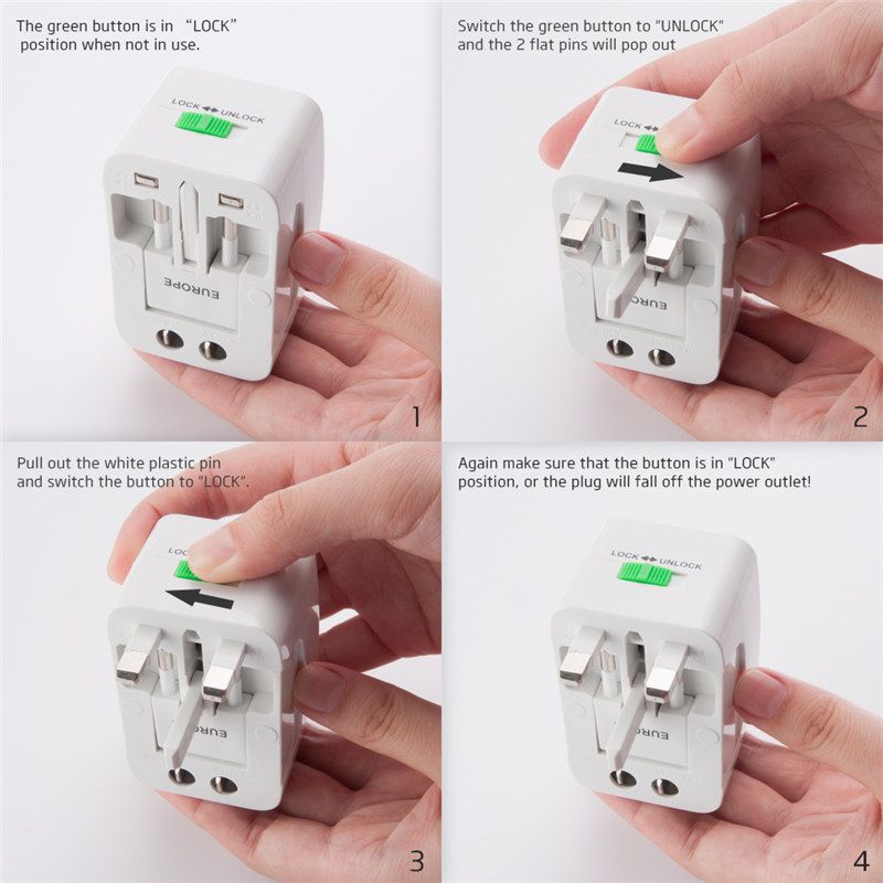 Universal Worldwide Travel Wall Charger Adapter AC Power Plug AU UK US EU Plug 