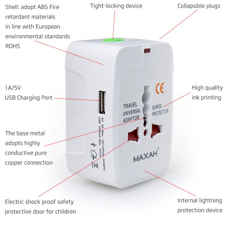 Universal Worldwide Travel Wall Charger Adapter AC Power Plug AU UK US EU Plug 