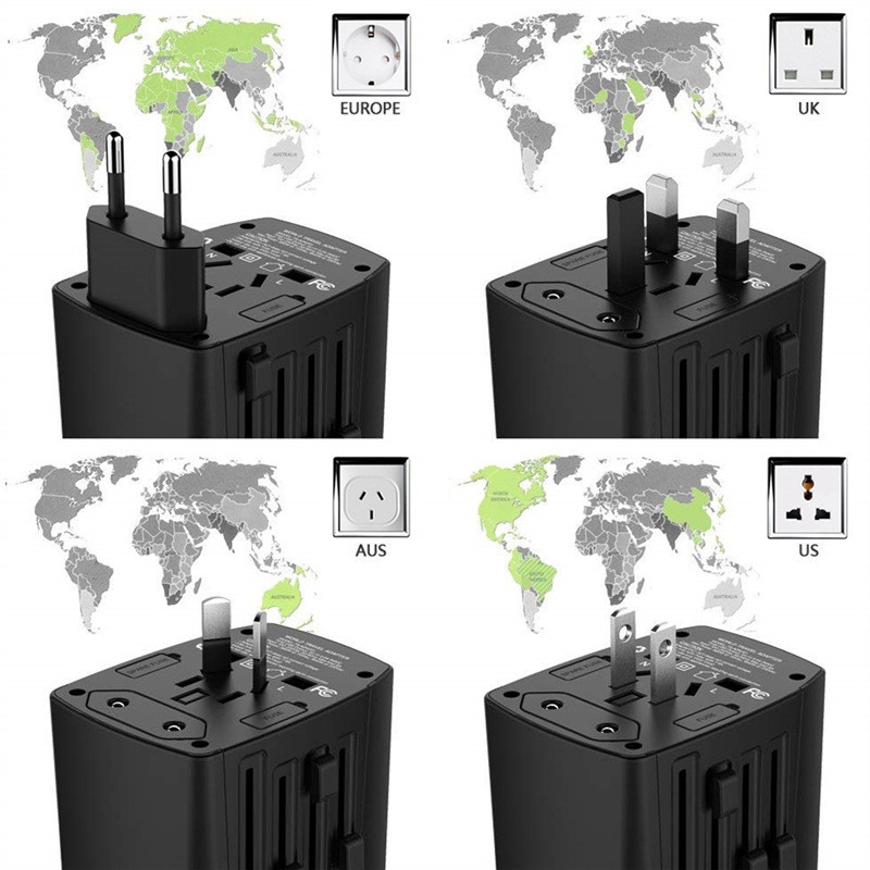 Travel Plug Adapter Wall Charger 4 USB Ports Universal AC Outlet