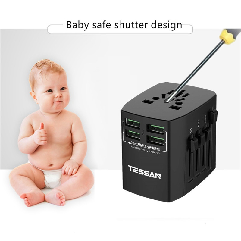 Travel Plug Adapter Wall Charger 4 USB Ports Universal AC Outlet Travel Plug Adapter Wall Charger 4 USB Ports Universal AC Outlet