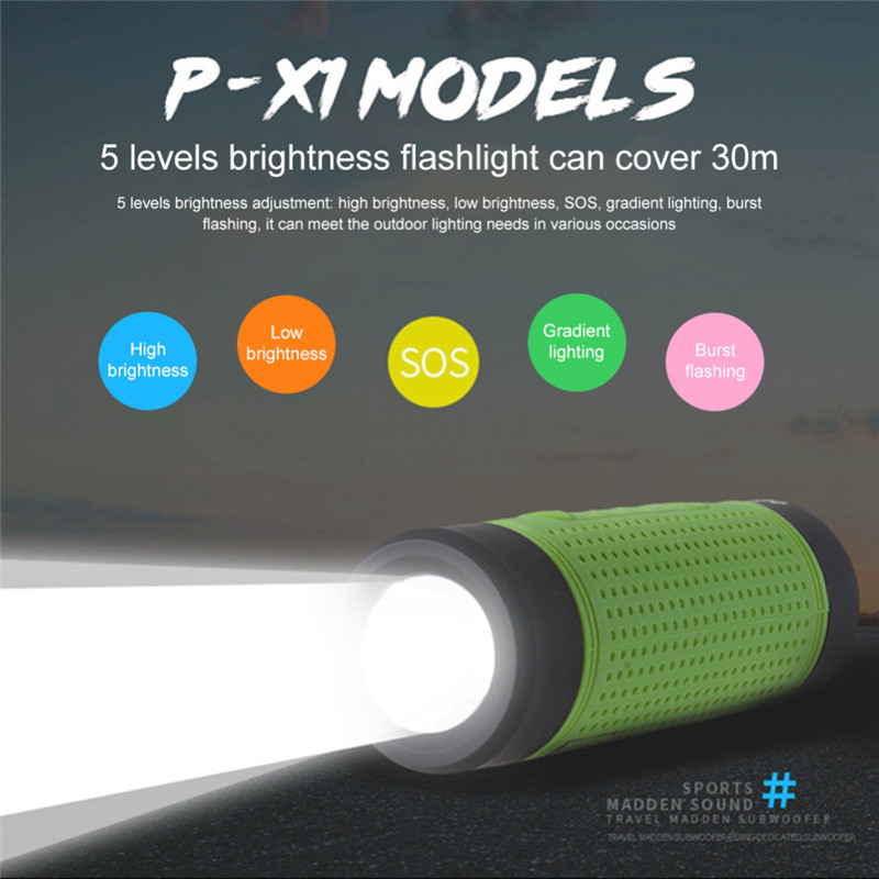 PINDO P-X1 Outdoor Waterproof Bluetooth Speaker Bike Flashlight