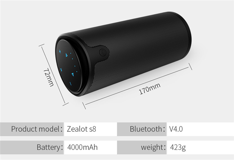 ZEALOT S8 Outdoor 3D Stereo HiFi Bluetooth Wireless Speakers