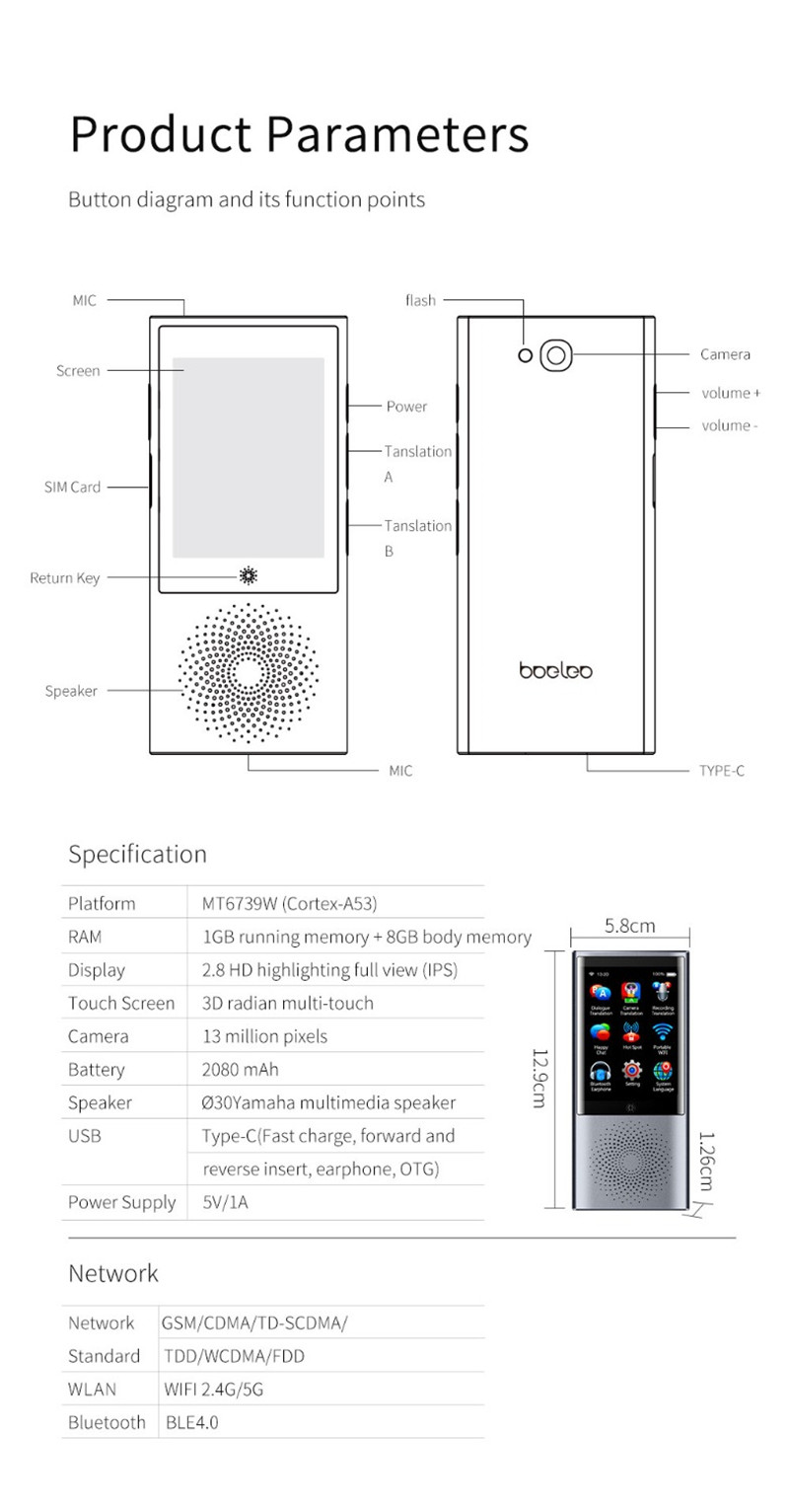 Boeleo W1 AI 4G Portable Smart Voice Translator