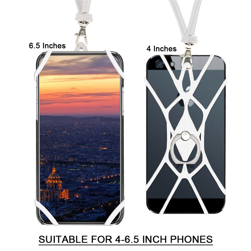 Cell Phone Neck Strap Silicone Lanyard With Finger Ring Holder