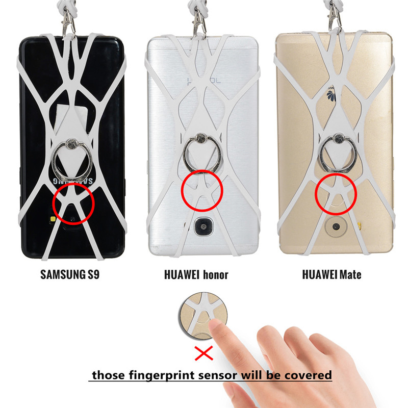 Cell Phone Neck Strap Silicone Lanyard With Finger Ring Holder