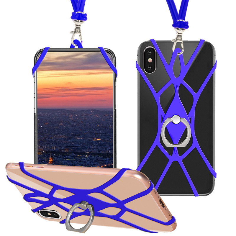 Cell Phone Neck Strap Silicone Lanyard With Finger Ring Holder