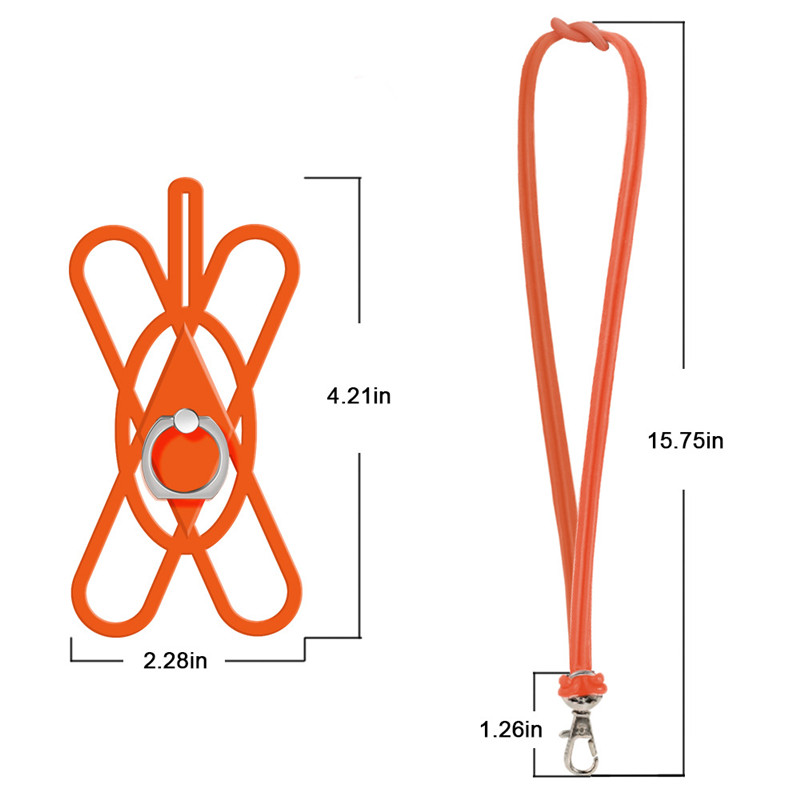Cell Phone Neck Strap Silicone Lanyard With Finger Ring Holder