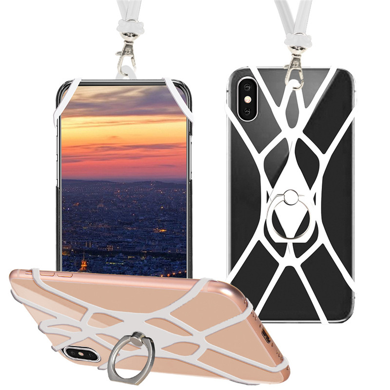 Cell Phone Neck Strap Silicone Lanyard With Finger Ring Holder