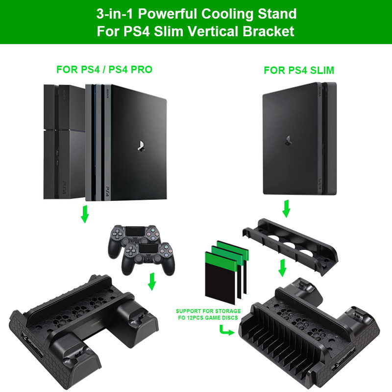 ps4 vertical stand with cooling fan dual controller charging station playstation 4 
