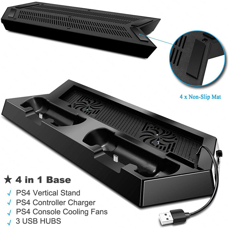 PS4 console vertical stand dual controller charger charging dock