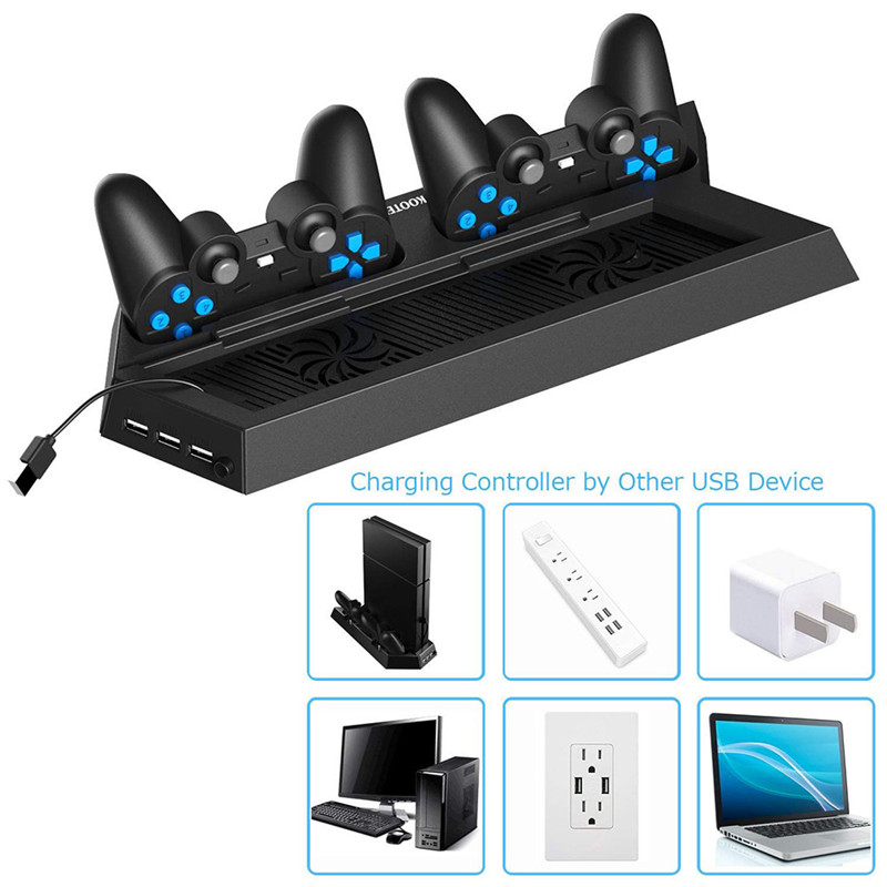 PS4 console vertical stand dual controller charger charging dock