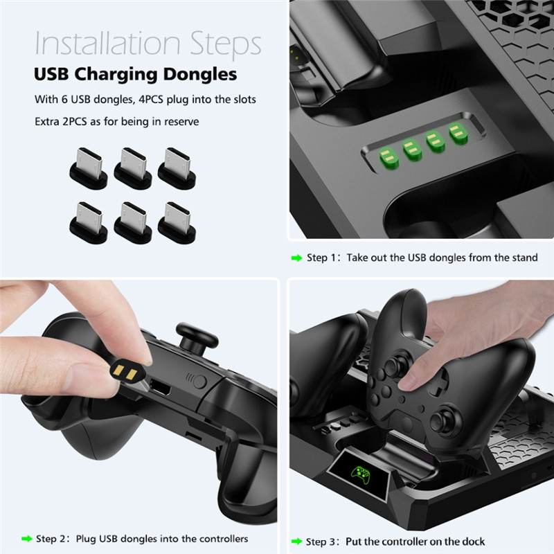 dual controller charging dock cooling stand for Xbox ONE S X