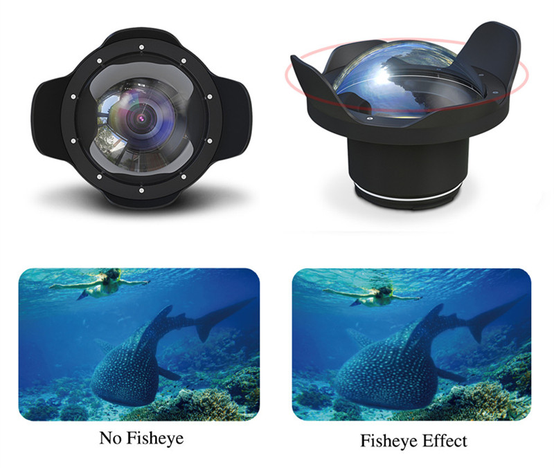 Fisheye dome port for Sony A7II A7rII A7sII underwater housing