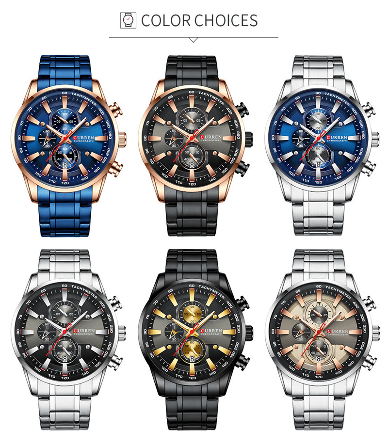 CURREN 8351 men's stainless steel waterproof quartz watch