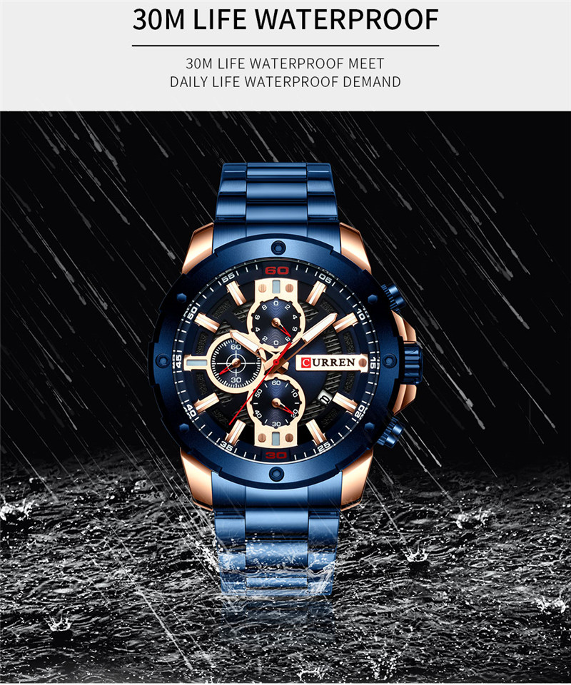 CURREN 8336 stainless steel chronograph men quartz watch