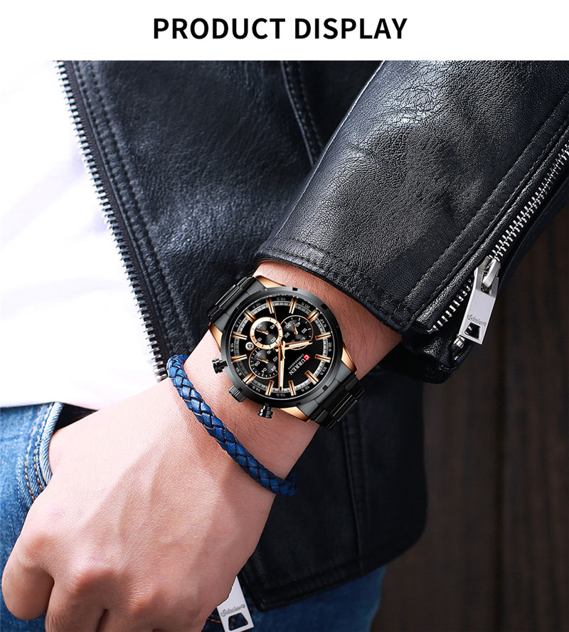 CURREN 8355 stainless steel chronograph mens quartz watch