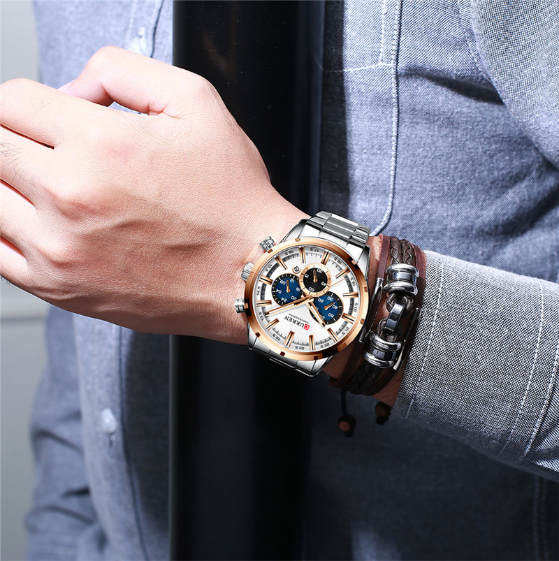 CURREN 8355 stainless steel chronograph mens quartz watch