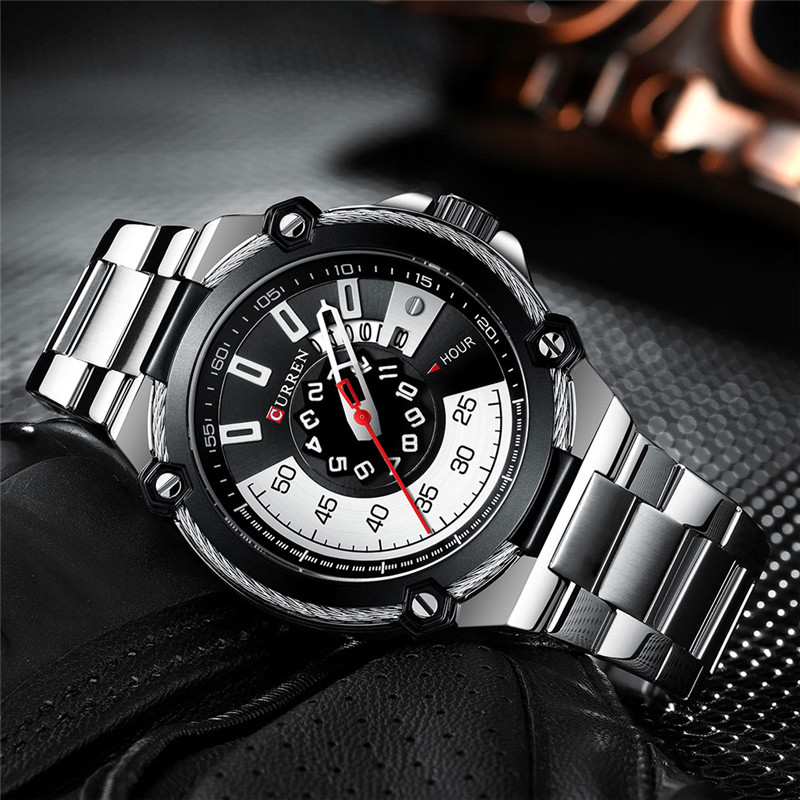 CURREN M8345 stainless steel waterproof mens quartz watch