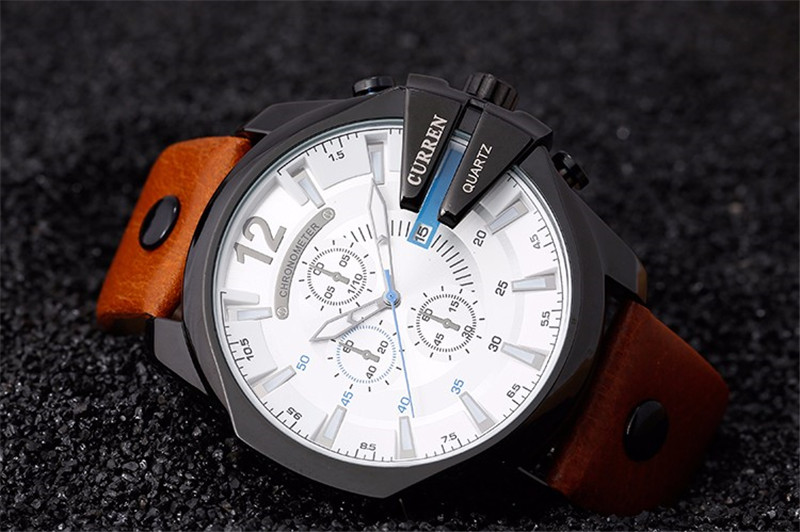 CURREN 8176 leather waterproof mens quartz watch