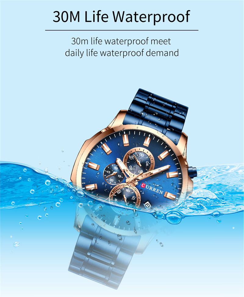 CURREN 8348 stainless steel chronograph mens quartz watch