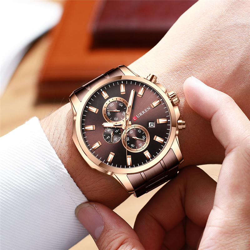 CURREN 8348 stainless steel chronograph mens quartz watch