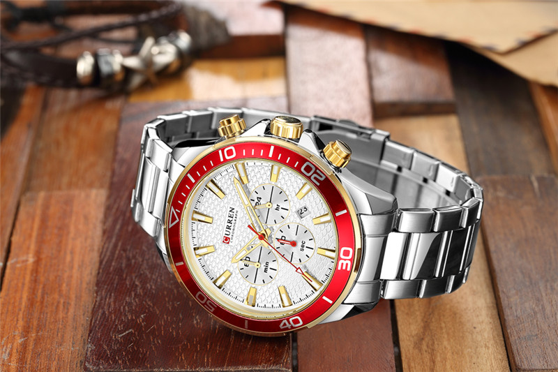 CURREN 8309 stainless steel waterproof chronograph mens quartz watch