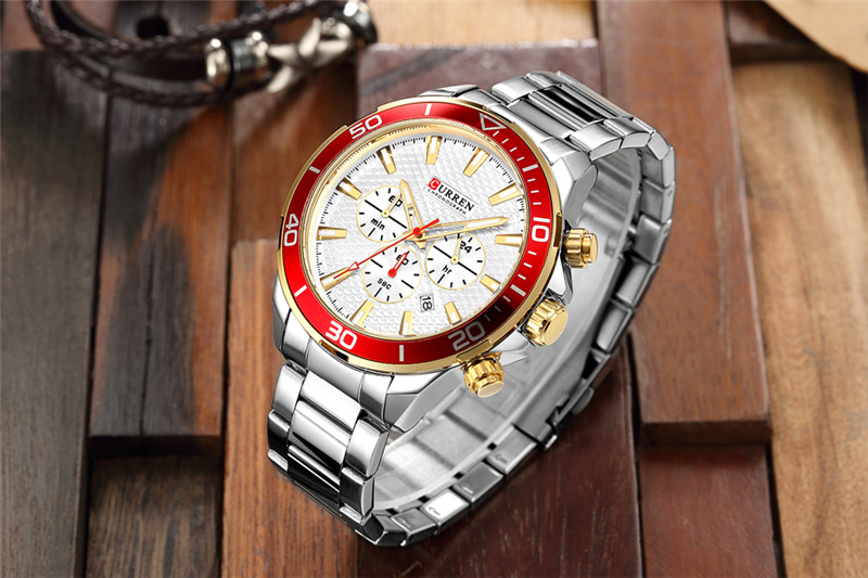 CURREN 8309 stainless steel waterproof chronograph mens quartz watch