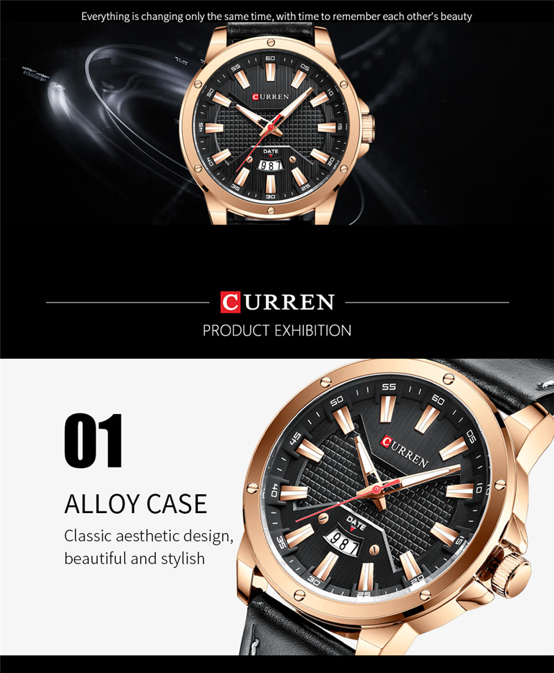 CURREN 8376 waterproof leather mens quartz watch