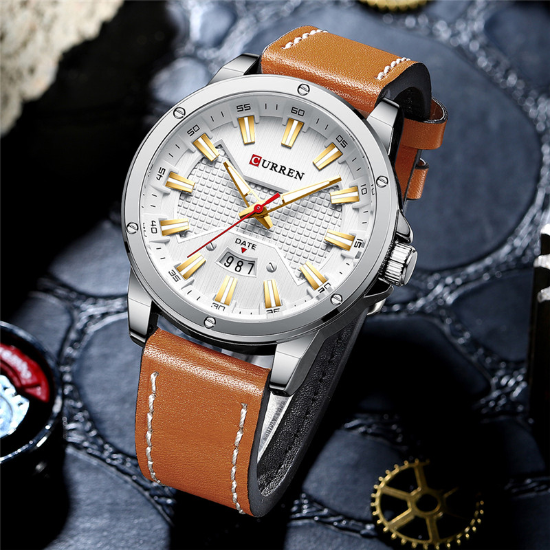 CURREN 8376 waterproof leather mens quartz watch