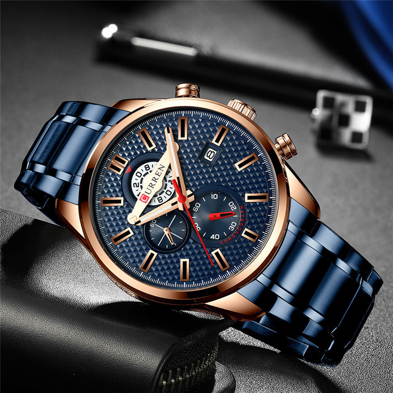 CURREN 8352 stainless steel chronograph mens quartz watch