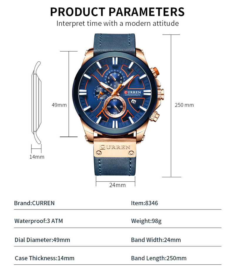 CURREN 8346 leather chronograph mens quartz watch CURREN 8346 leather chronograph mens quartz watch