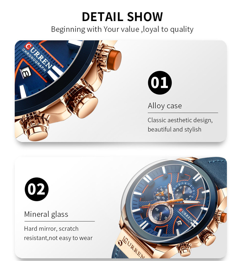 CURREN 8346 leather chronograph mens quartz watch CURREN 8346 leather chronograph mens quartz watch