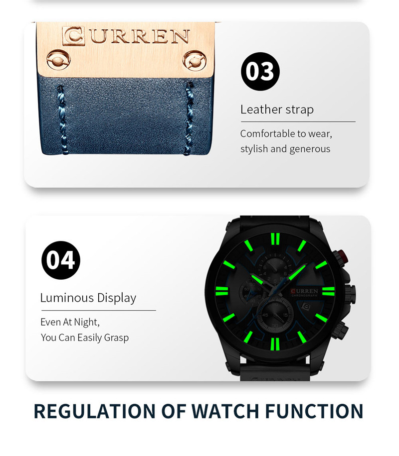 CURREN 8346 leather chronograph mens quartz watch CURREN 8346 leather chronograph mens quartz watch