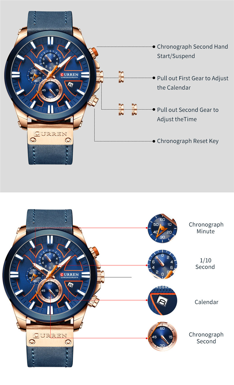 CURREN 8346 leather chronograph mens quartz watch CURREN 8346 leather chronograph mens quartz watch