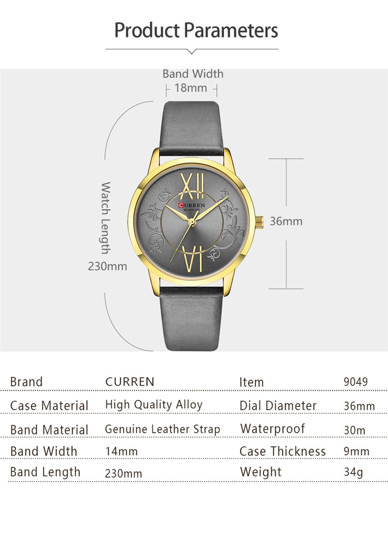 CURREN 9049 women's quartz watch bracelet watches