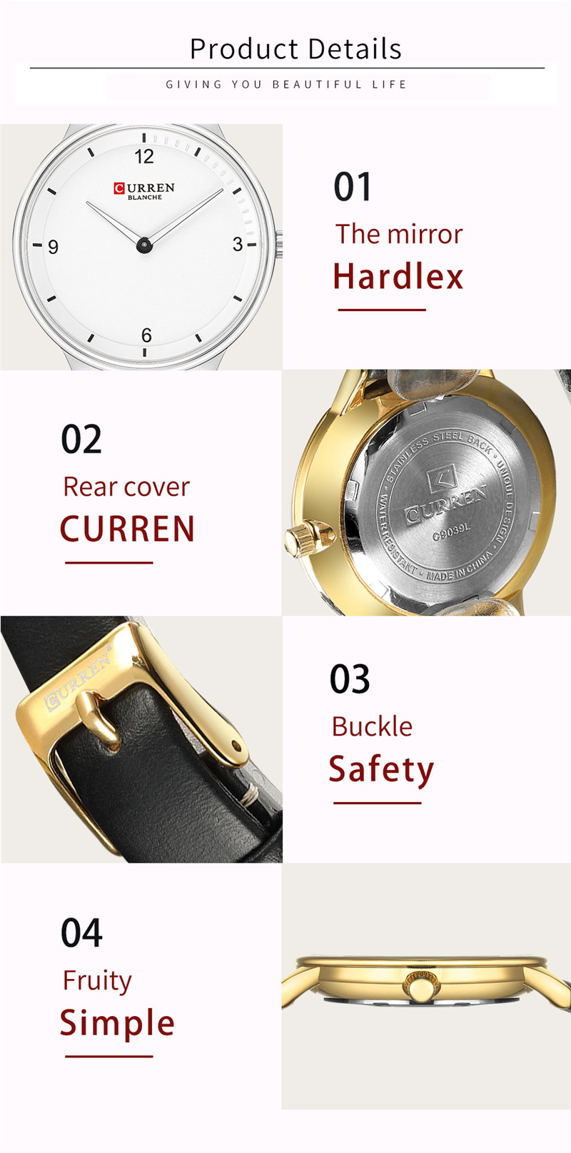 CURREN 9039 women quartz watch bracelet watches