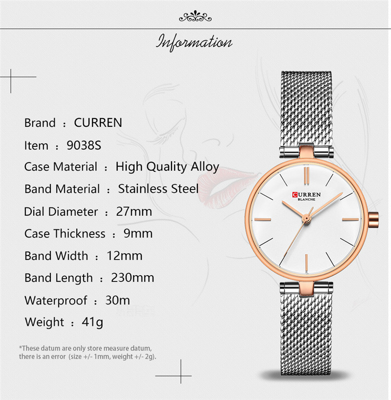 CURREN 9038 women quartz watch bracelet watches