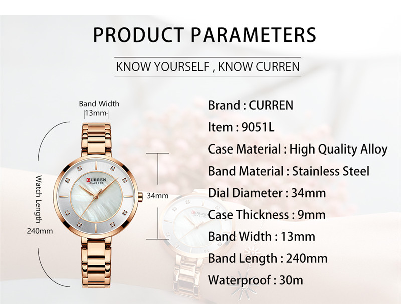 CURREN 9051 women quartz watch bracelet watches