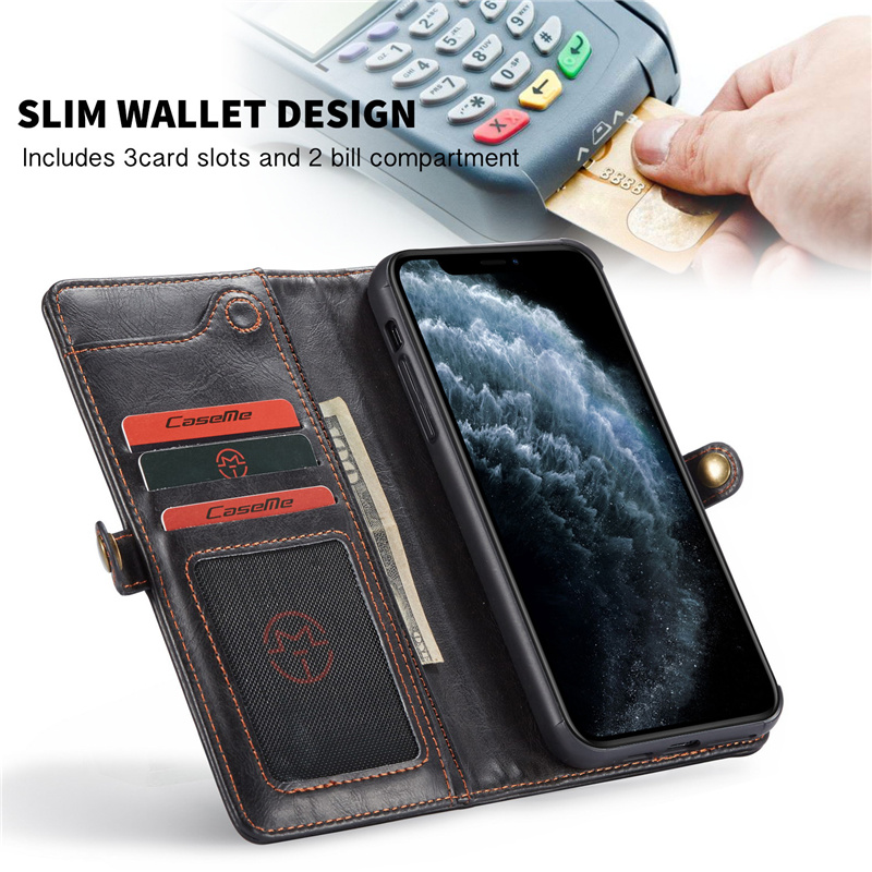 magnetic leather wallet case For iPhone 12 11 pro max Qin