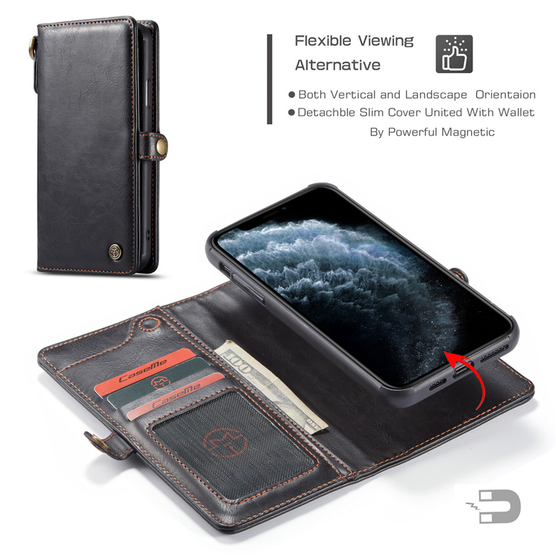 magnetic leather wallet case For iPhone 12 11 pro max Qin