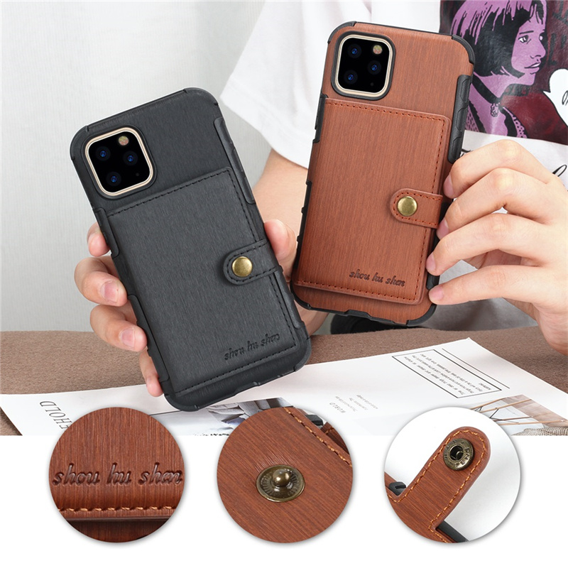 leather back cover wallet case for iPhone 12 11 pro max 8 7 6 plus c20