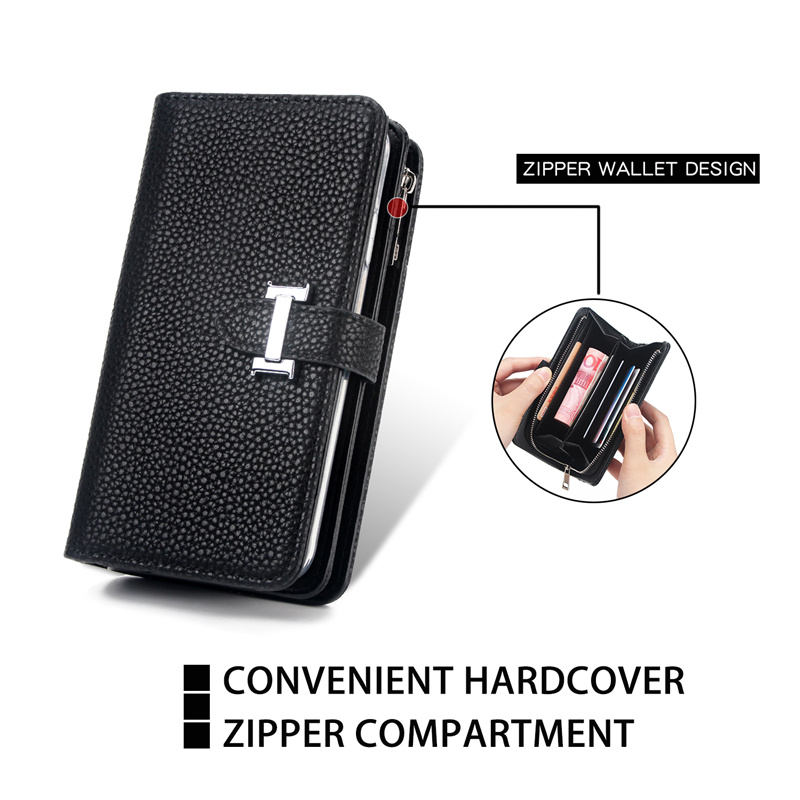 zipper leather wallet case for iPhone 11 pro max 8 7 6 plus C21